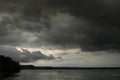 Storm and Rain over lake, France Royalty Free Stock Photo