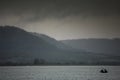 Storm and Rain over lake, France Royalty Free Stock Photo