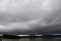 Storm and Rain over lake, France Royalty Free Stock Photo