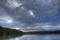 Storm and Rain over lake, France Royalty Free Stock Photo