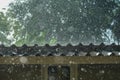 Storm rain on the roof of the house Royalty Free Stock Photo