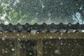 Storm rain on the roof of the house Royalty Free Stock Photo