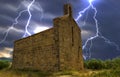 Storm rays in an abandoned hermitage in Navarra