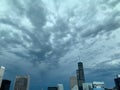 Storm rolling in over Chicago skyscrapers against a dramatic sky Royalty Free Stock Photo