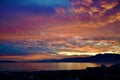 Dramatic stormy blue sky with orange colors and clouds Royalty Free Stock Photo