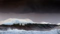 Storm in the sea with big waves Royalty Free Stock Photo