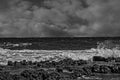 Storm on the Sea in black and white Royalty Free Stock Photo