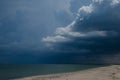 Storm on the seashore. The coming rain and thunderstorm