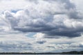 Storm sky, rainy clouds over horizon Royalty Free Stock Photo