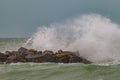 Storm surf pounds Gulf of Mexico shoreline
