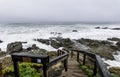 Storm surge, steps leading the raging surf