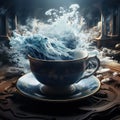 A storm in a teacup representation. Royalty Free Stock Photo