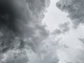 Before the storm, there was heavy rain. In the sky there are clouds covering. Lightning and strong winds The dark clouds looked Royalty Free Stock Photo