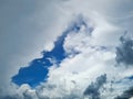 Before the storm, there was heavy rain. In the sky there are clouds covering. Lightning and strong winds The dark clouds looked Royalty Free Stock Photo