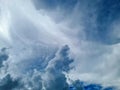 Before the storm, there was heavy rain. In the sky there are clouds covering. Lightning and strong winds The dark clouds looked Royalty Free Stock Photo