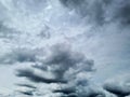 Before the storm, there was heavy rain. In the sky there are clouds covering. Lightning and strong winds The dark clouds looked Royalty Free Stock Photo