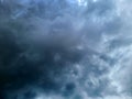 Before the storm, there was heavy rain. In the sky there are clouds covering. Lightning and strong winds The dark clouds looked Royalty Free Stock Photo