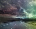 Storm and thunder on road Royalty Free Stock Photo