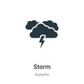 Storm vector icon on white background. Flat vector storm icon symbol sign from modern autumn collection for mobile concept and web