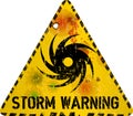 Storm warning sign, grungy style vector illustration