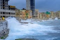 Storm on the waterfront in Havana, Cuba Royalty Free Stock Photo