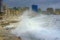 Storm on the waterfront in Havana, Cuba Royalty Free Stock Photo