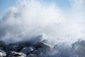 Storm with waves crashing on the rocks