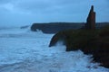 Storm waves at Ballybunion castle and cliffs Royalty Free Stock Photo