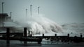 Storm waves battering UK coastline Royalty Free Stock Photo
