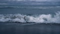 Storm waves splash beach landscape background. Ocean water crashing in nature. Royalty Free Stock Photo