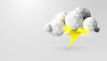 Storm Weather Concept. Rain, Thunder Lightning and Clouds in The Paper Cut Style. Vector Illustration