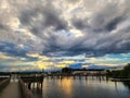 Storms in the distance at sunset, Tarpon Springs, Florida Royalty Free Stock Photo