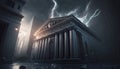 Stormy Apocalypse: A Mystical Image of Wall Street Destroyed by a Financial Storm and Market Crash