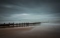 A stormy and blustery day at Blyth beach in Northumberland, as the waves batter the coast Royalty Free Stock Photo