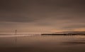 A stormy and blustery day at Blyth beach in Northumberland, as the waves batter the coast Royalty Free Stock Photo