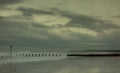 A stormy and blustery day at Blyth beach in Northumberland, as the waves batter the coast Royalty Free Stock Photo