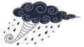 Stormy Cloud with Rain and Wind, Dynamic Weather System, vector design Generative AI Royalty Free Stock Photo