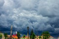 Stormy clouds over the city. Beautiful cityscape. Background. Royalty Free Stock Photo