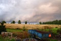 Stormy clouds over field Royalty Free Stock Photo