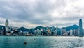 Stormy clouds over Hong Kong bay, city scyline Royalty Free Stock Photo