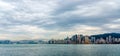 Stormy clouds over Hong Kong bay and Victoria Peak, city scyline Royalty Free Stock Photo