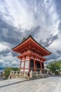 Stormy Clouds over NiomonDeva Gate of Kiyomizu-dera Buddhist Temple. Royalty Free Stock Photo