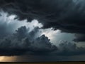 stormy clouds and rain with dramatic sky.