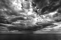 Stormy clouds and rain over the sea Royalty Free Stock Photo