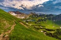 Stormy clouds at the Schrecksee in the Allgau Alps Royalty Free Stock Photo