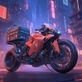 Stormy Cyberpunk Motorcycle Ride