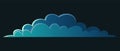 Night cloud isolated on black. Dark blue cartoon sky, cloud, thundercloud, for games, sites, banners Royalty Free Stock Photo