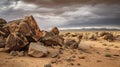 Bold And Atmospheric Desert Landscapes With Sharp Boulders And Rocks