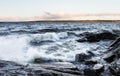 Stormy day next to lake in December in Finland Royalty Free Stock Photo