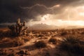 stormy desert with lightning and thunderbolts